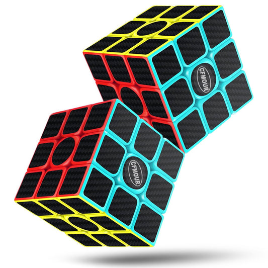 CFMOUR Original Speed Cube 3x3 closeup in black showing smooth turning for beginners.
