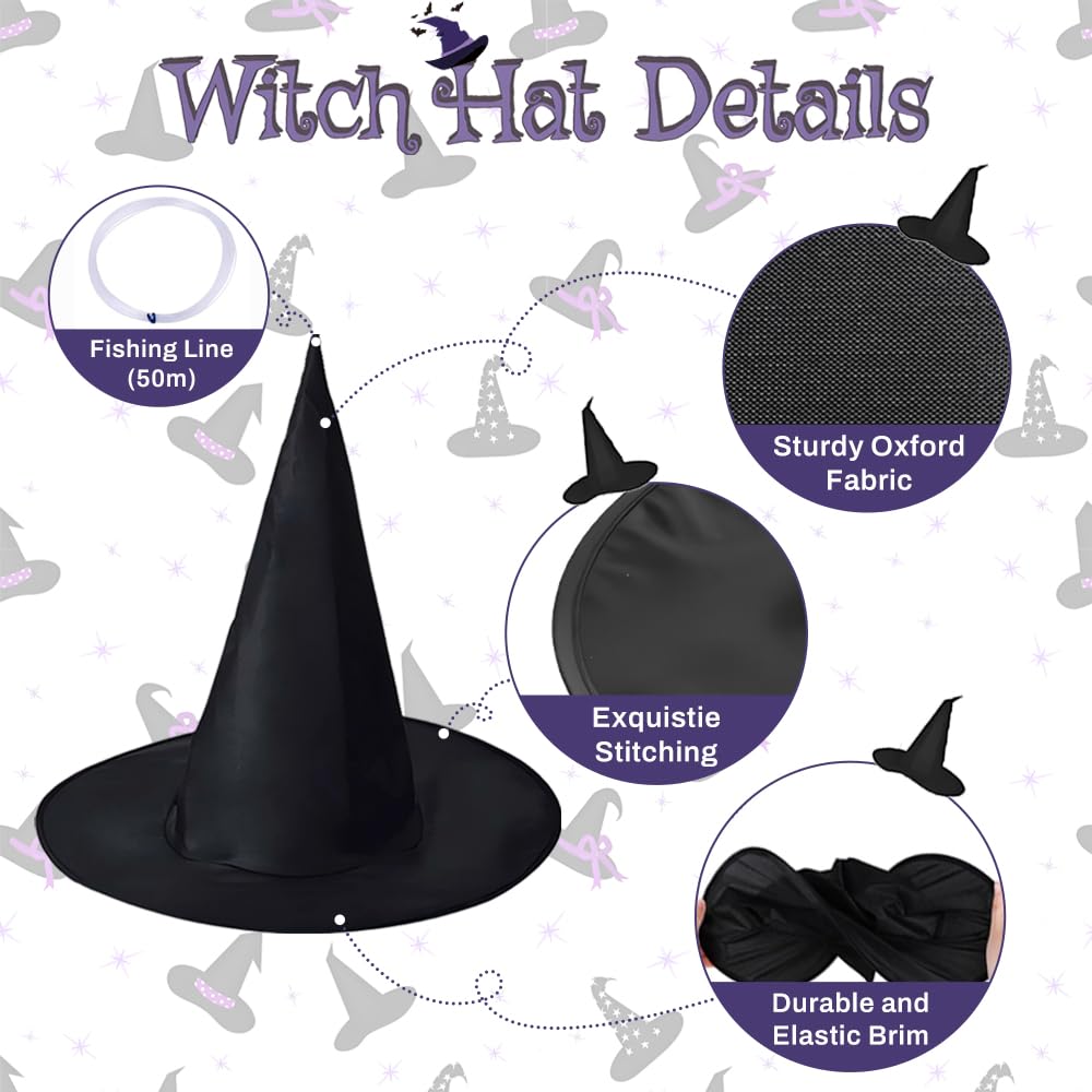 CGIYYAR Oxford fabric witch hat offers soft touch and durable indoor outdoor use.