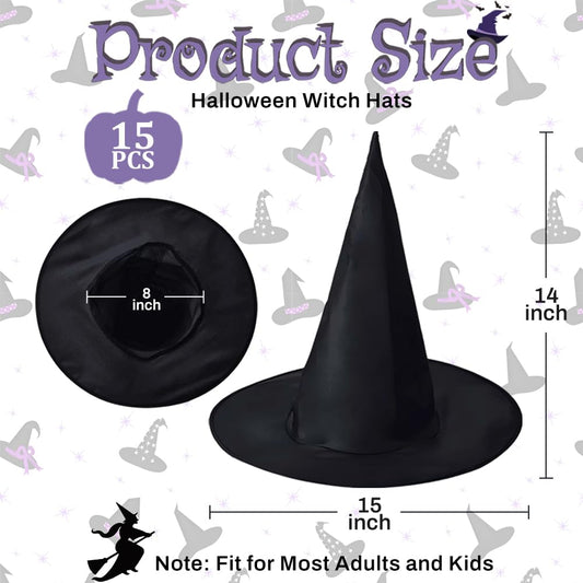 CGIYYAR witch hats with ribbons and light strips for easy DIY decorations.