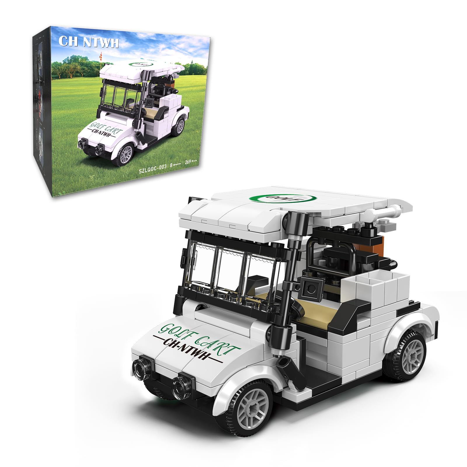 CH NTWH golf cart toy building set blue for desk display and party decor