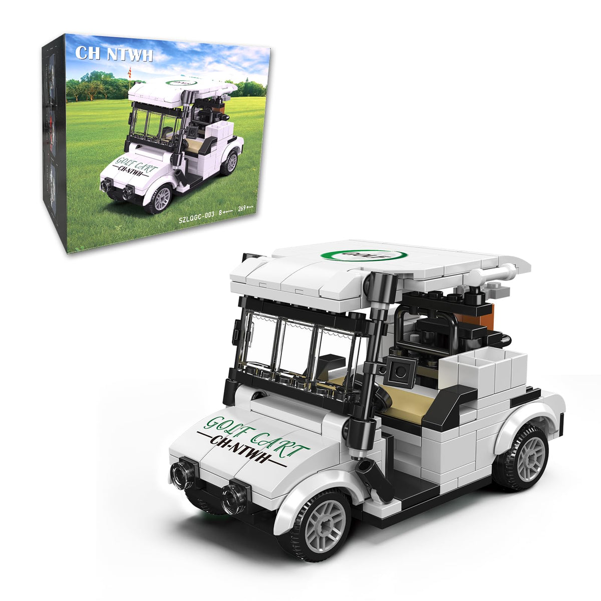 CH NTWH golf cart toy building set blue for desk display and party decor