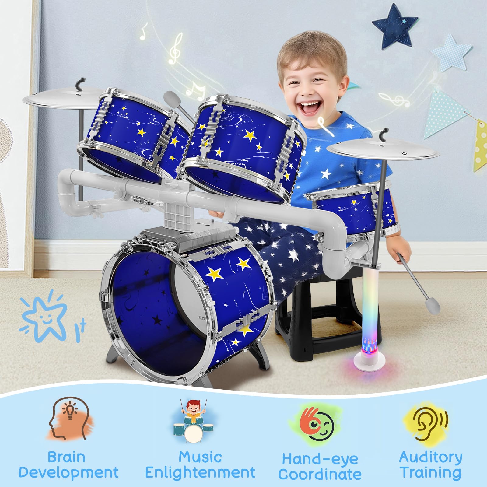 CHADRIGIVS 360-degree adjustable drum heads enable comfortable play for small hands
