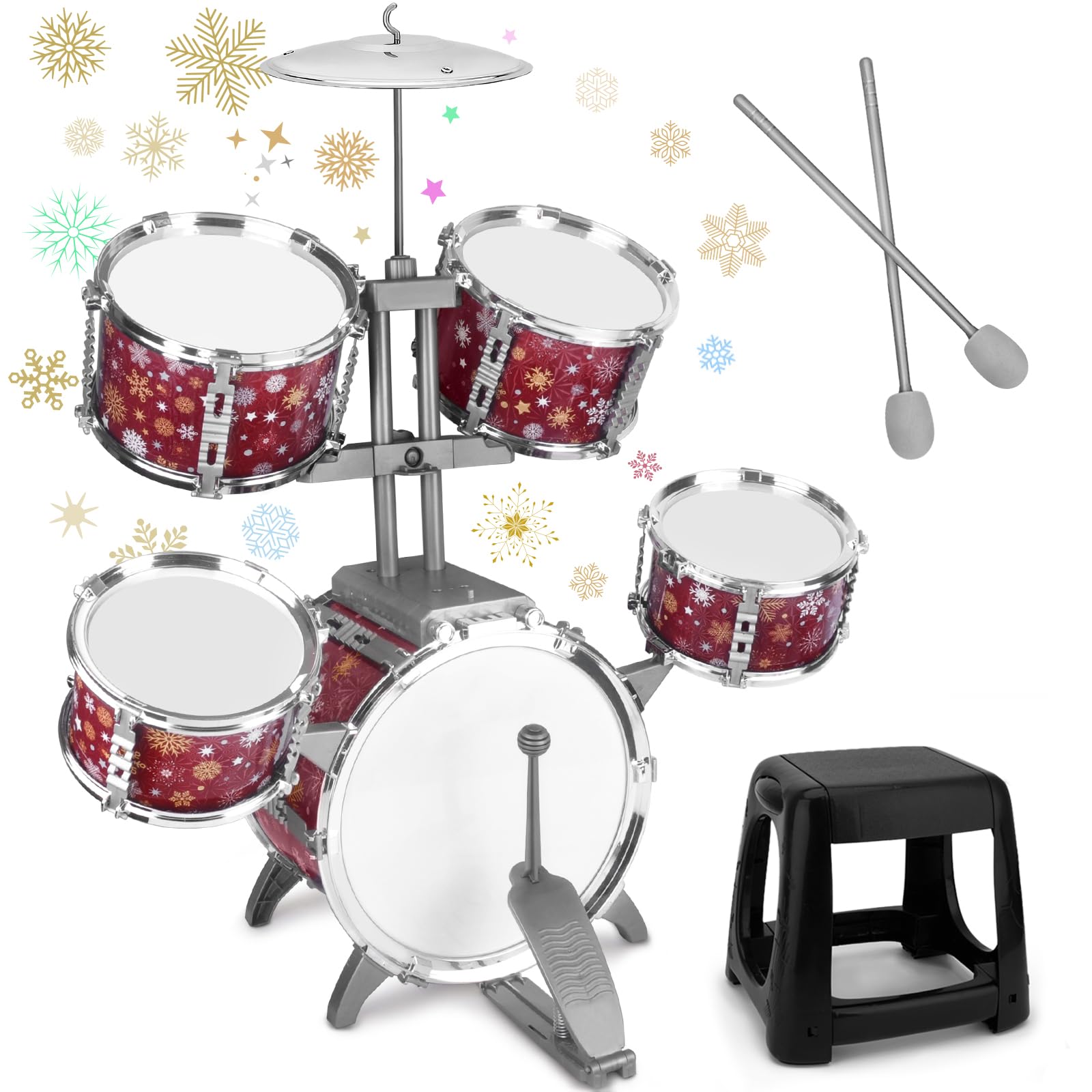 CHADRIGIVS kids drum set red bass drum with pedal for immersive playtime rhythm
