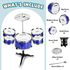 CHADRIGIVS Toddler Drum Set blue drumsticks, lightweight handles for confident strikes
