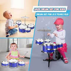 CHADRIGIVS Toddler Drum Set blue side view, child friendly setup encourages easy practice
