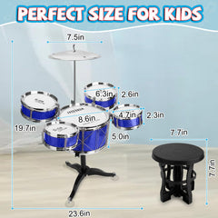 CHADRIGIVS Toddler Drum Set blue stool and pedestal, stable standing for energetic sessions