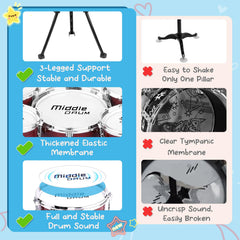 CHADRIGIVS upgraded kids drum set shows five drums for complete rhythm practice.