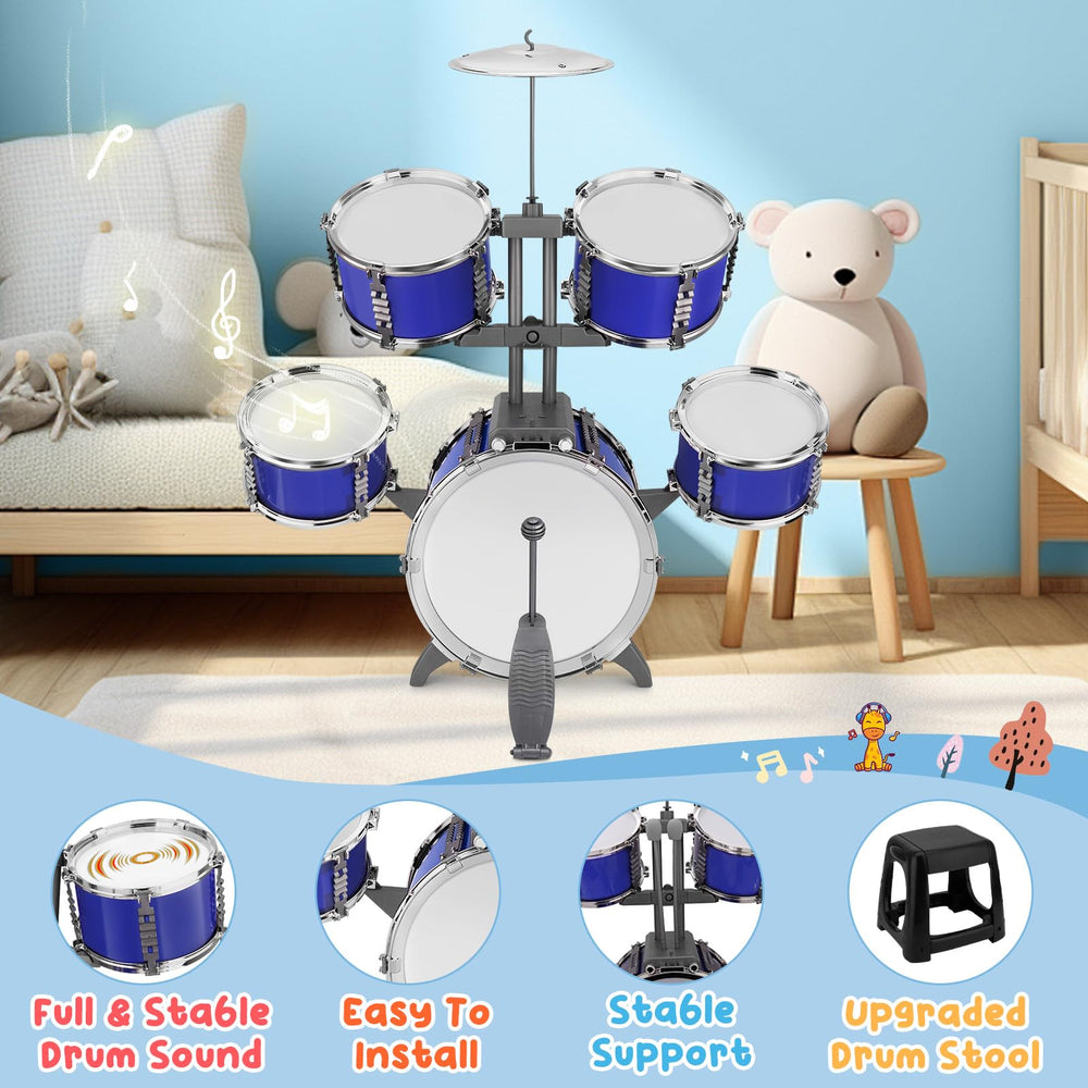 CHADRIGIVS upgraded kids drum set medium drum 1 double-layer top provides sturdy hitting surface