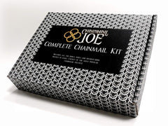 Chainmail Joe complete kit with bright rings ready for jewelry making.