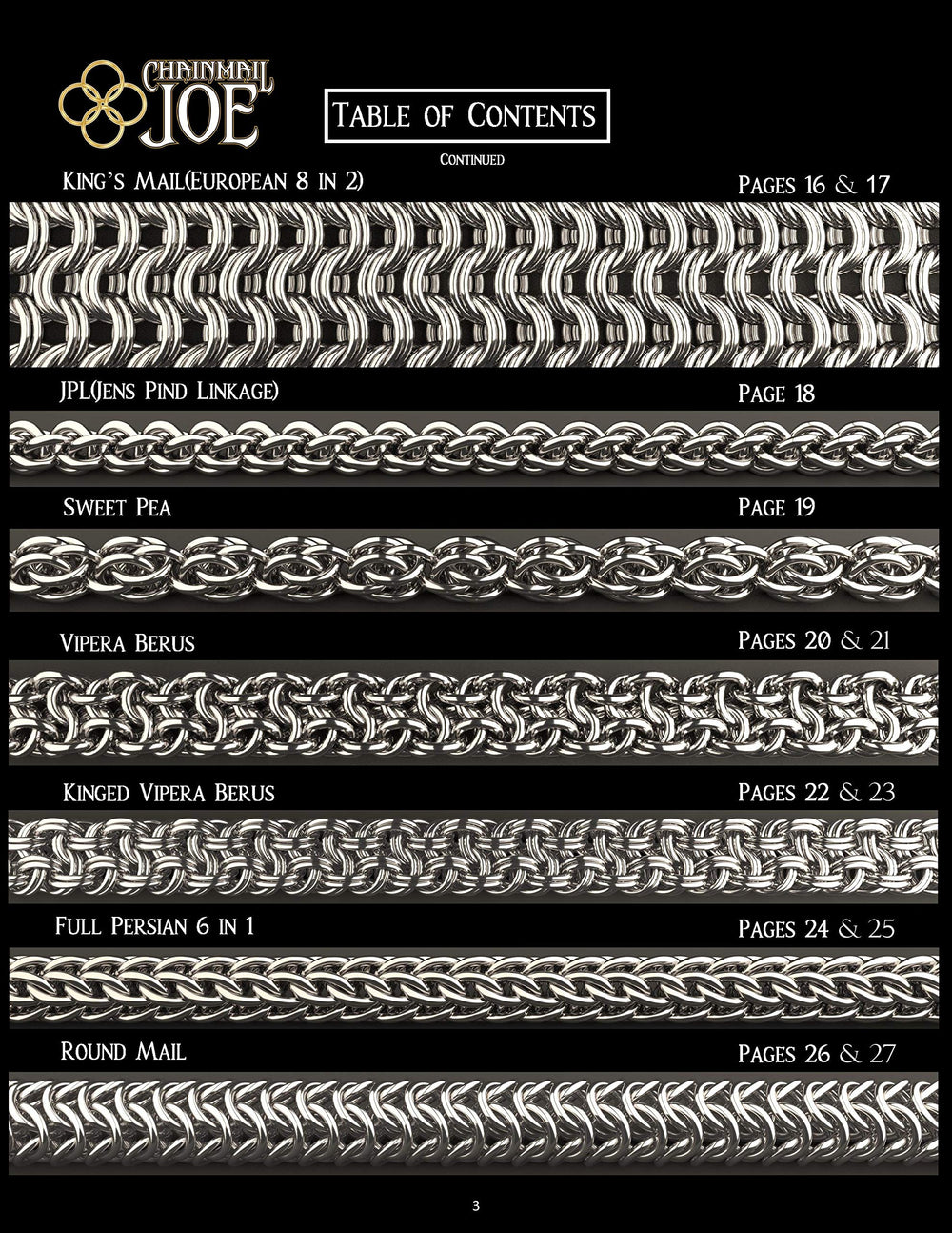 Seven ring sizes provide versatility for various weave projects with Chainmail Joe.