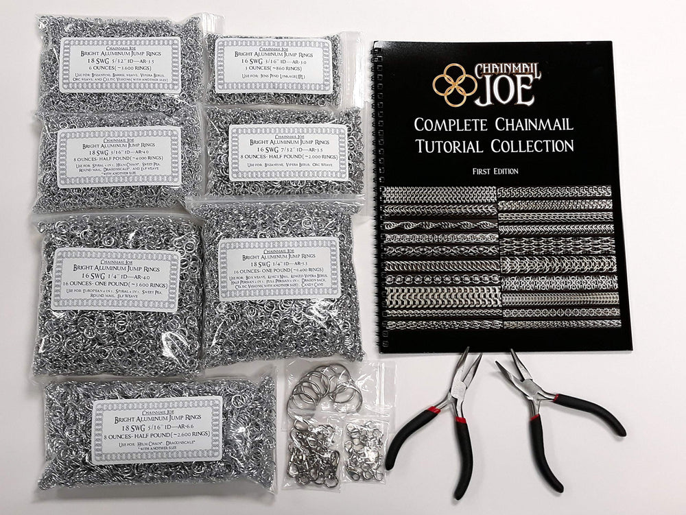 Two starter bent-nose pliers for easy ring assembly with Chainmail Joe.