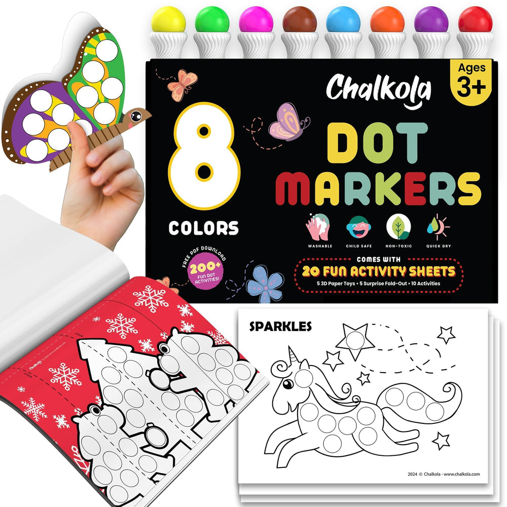 Chalkola dot markers for toddlers creating vibrant dots on paper