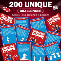 Challenge types like speed, tricks, balance, and team play are included.