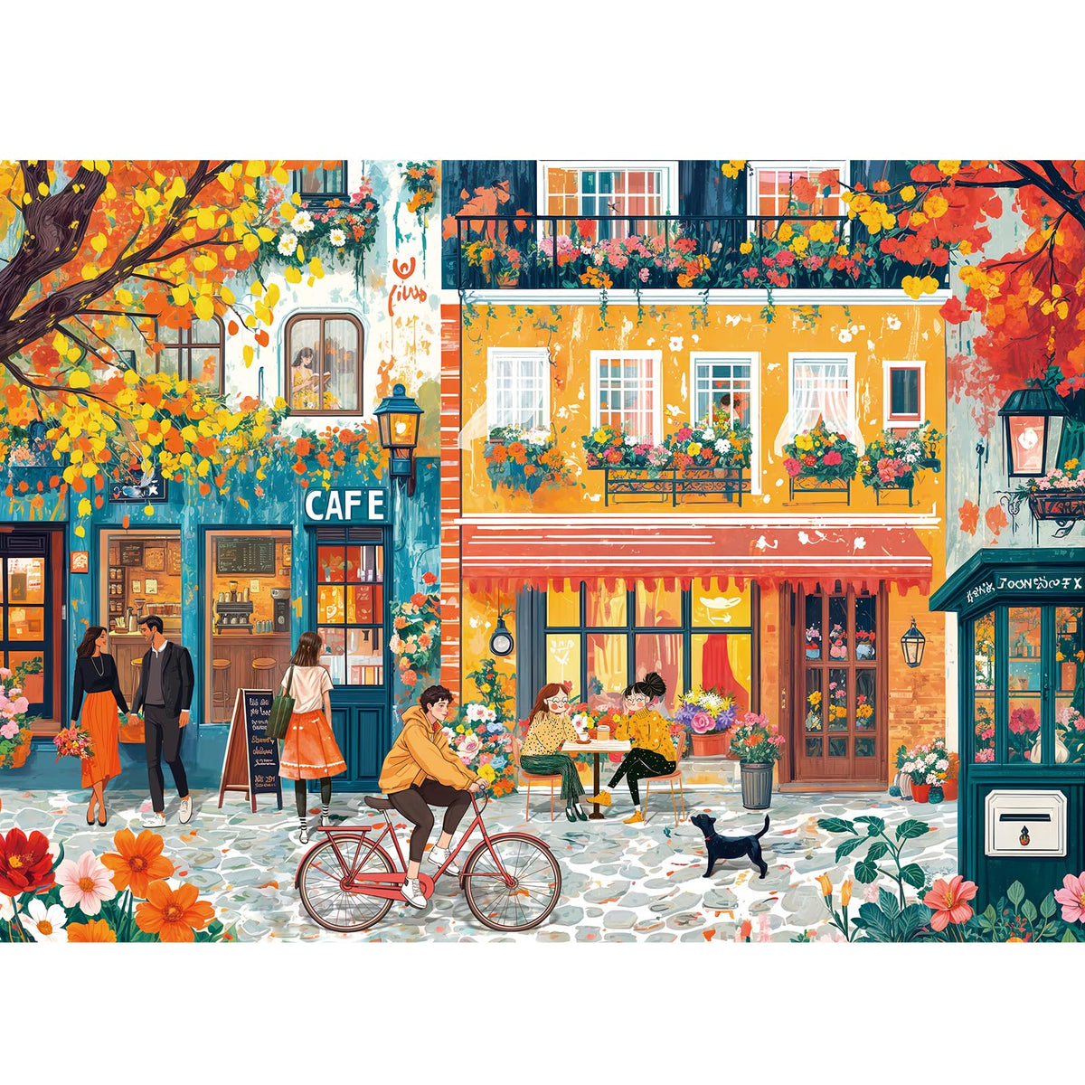 Chalzidar 1000-piece puzzle with romantic European street scene for calming evenings.