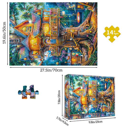 Chalzidar Elf Tree 1000 pieces with interlocking edges, enhancing focus during assembly.