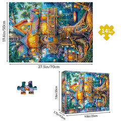 Chalzidar Elf Tree 1000 pieces with interlocking edges, enhancing focus during assembly.