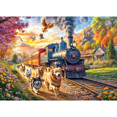 Chalzidar 1000-piece Happy Train jigsaw puzzle with interlocking pieces for relaxing family time