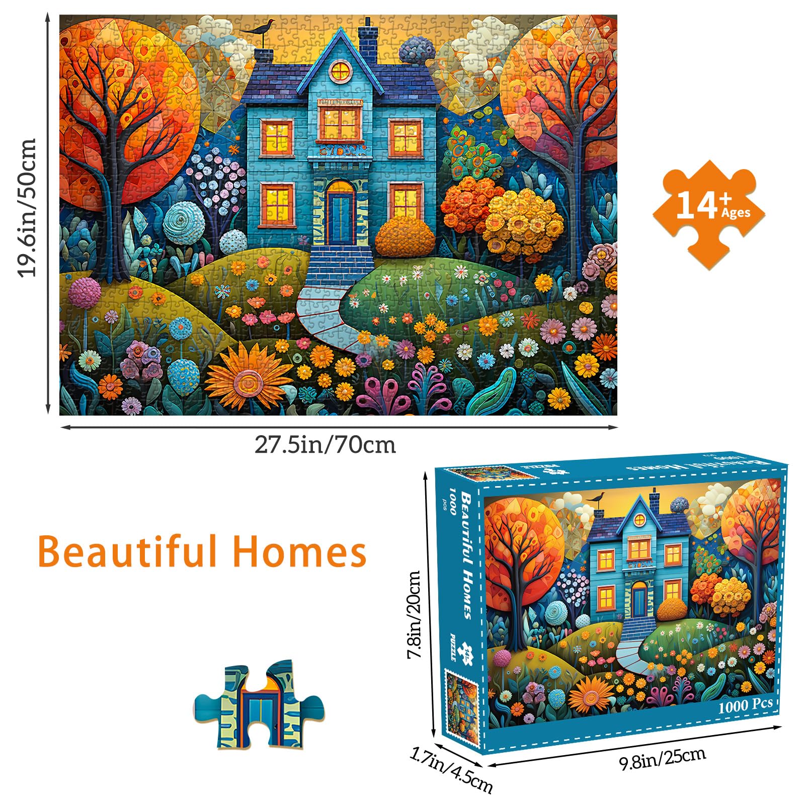 Chalzidar jigsaw warm blue house with lights inspires cozy home décor moments.