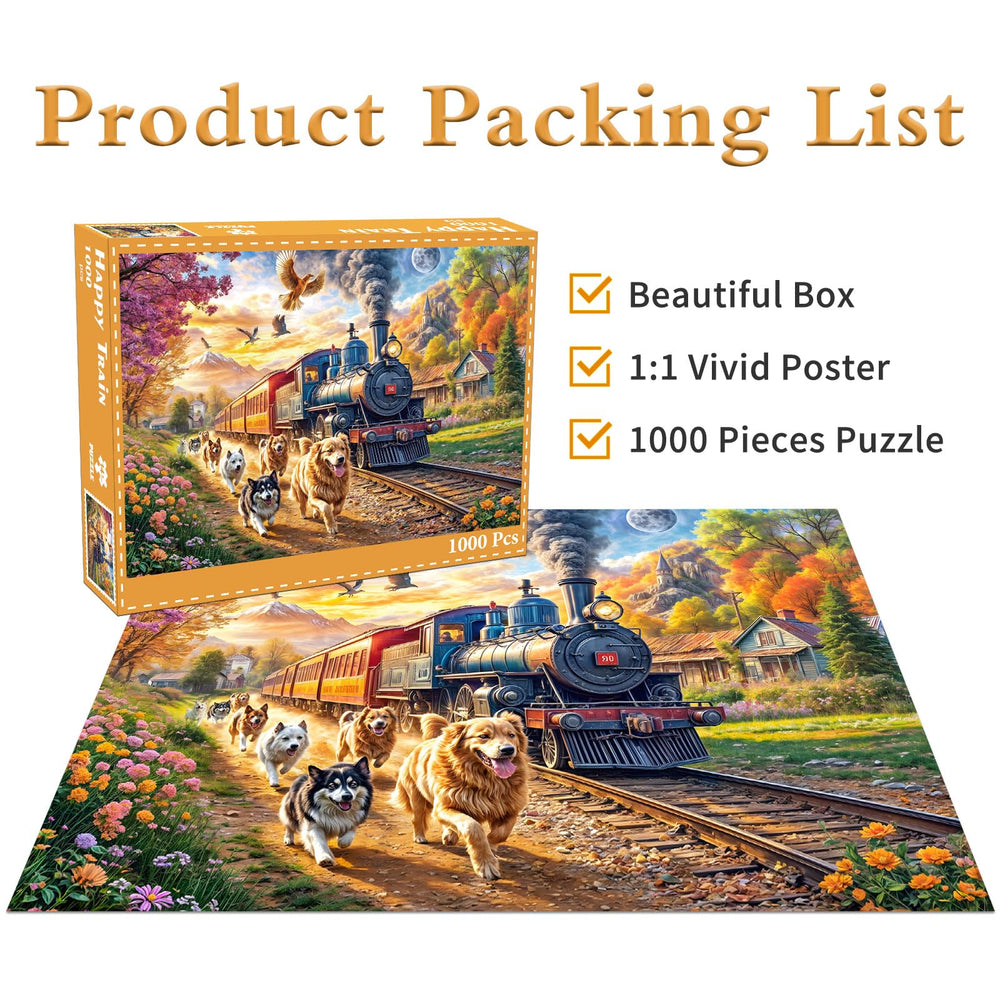 Chalzidar Happy Train puzzle unfolds to poster-size display for wall decor