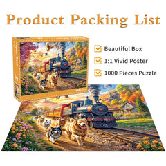 Chalzidar Happy Train puzzle unfolds to poster-size display for wall decor