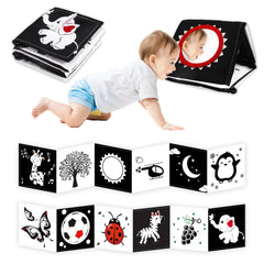 Chambom black-and-white tummy time book engages newborn visual development.