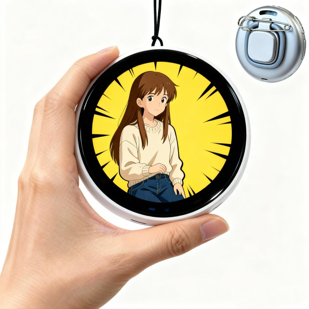 Chamii Ani-Pin digital display on a backpack shows dynamic animation