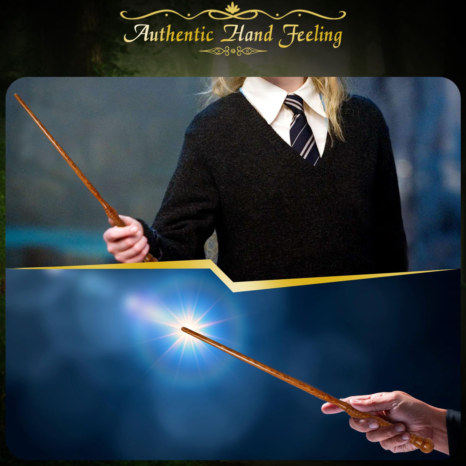 ChampWe wooden wand foliage with spellbook included in set