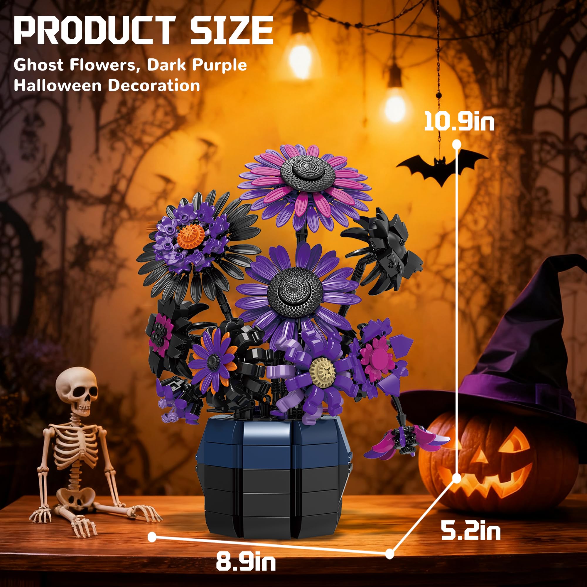 chanbrick Sunflower building set petal detail with purple, black, pink accents
