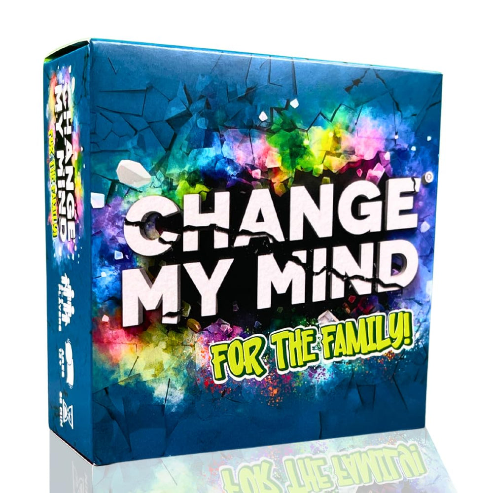 Change My Mind for The Family deck on the table, ready for a lively family game night.