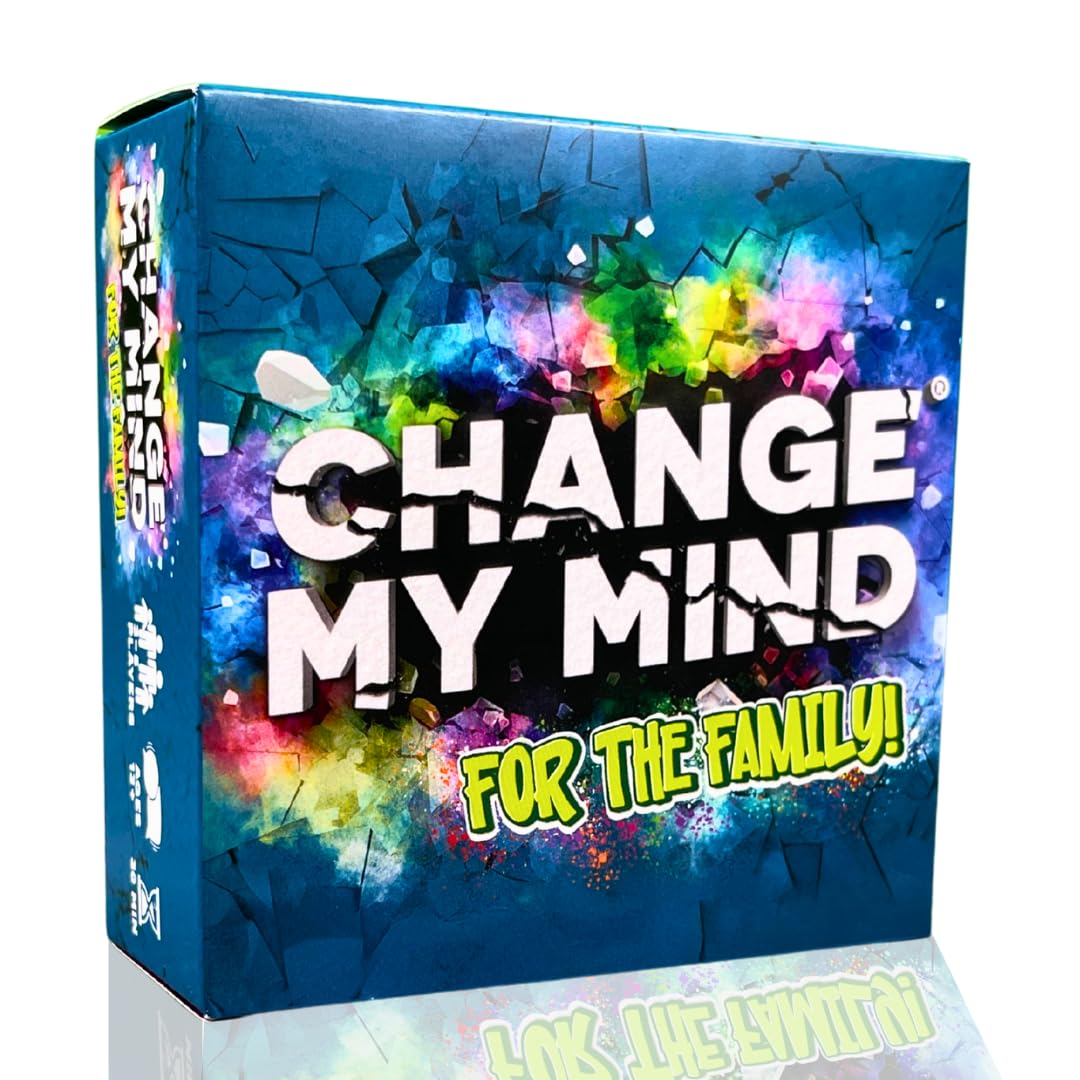 Change My Mind for The Family deck on the table, ready for a lively family game night.