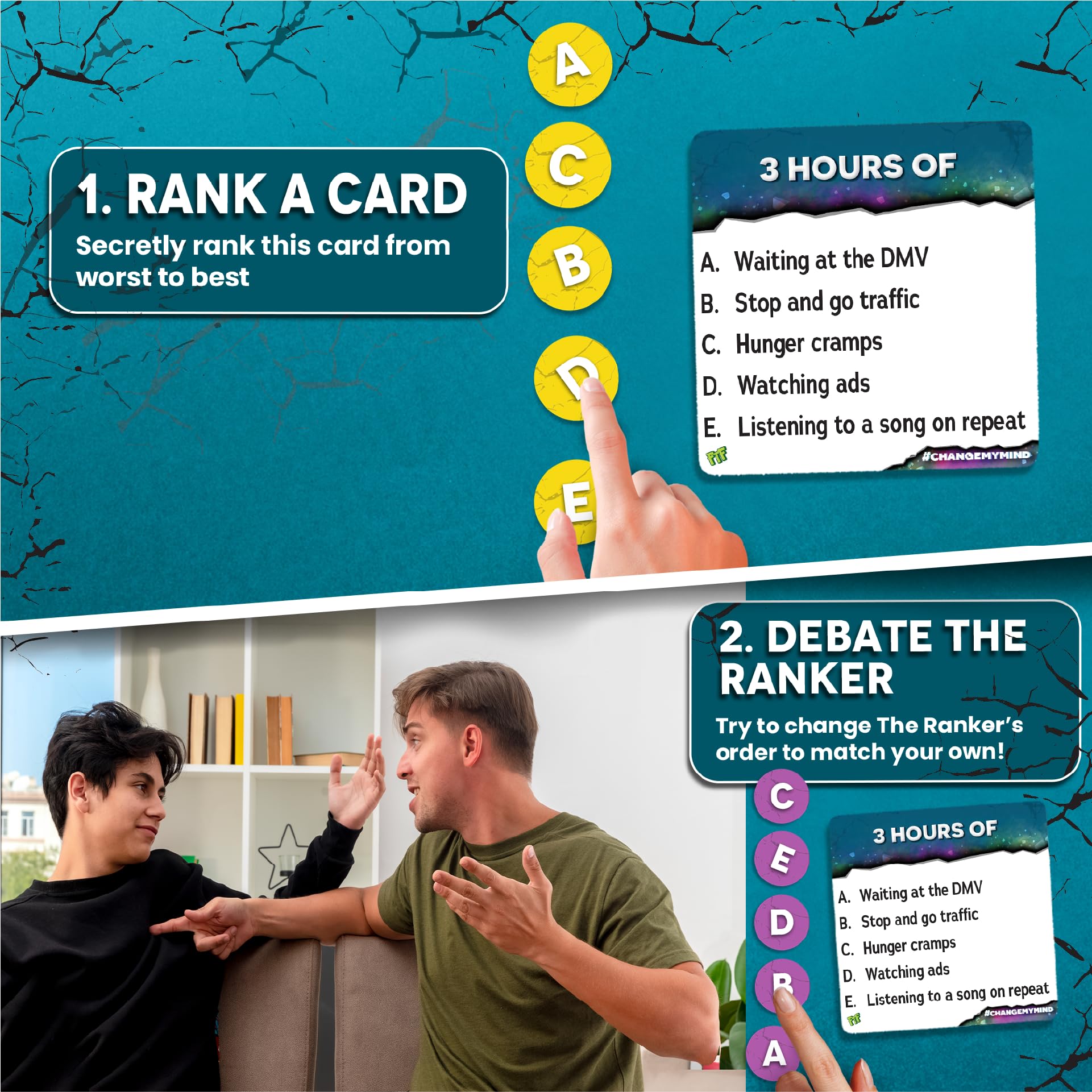 Change My Mind for The Family ranking board capturing group ranking moments.
