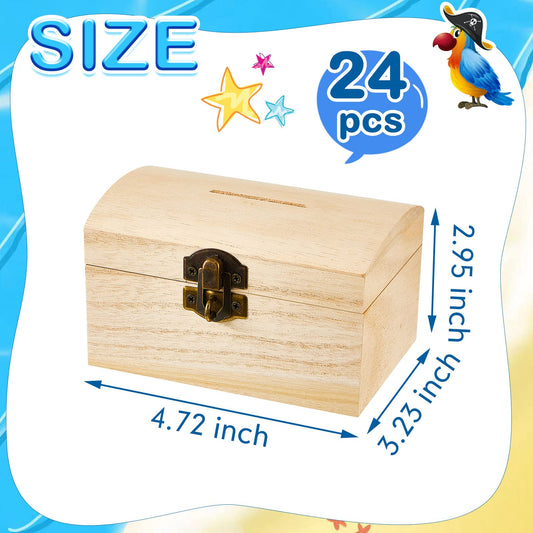 Chapou wooden treasure box showing hinged lid and coin slot for savings
