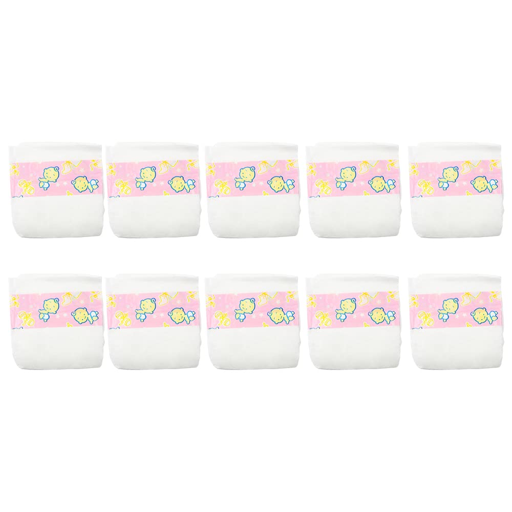 CHAREX baby doll diapers pack with ten pink diapers for 18-22 inch dolls, for gentle play