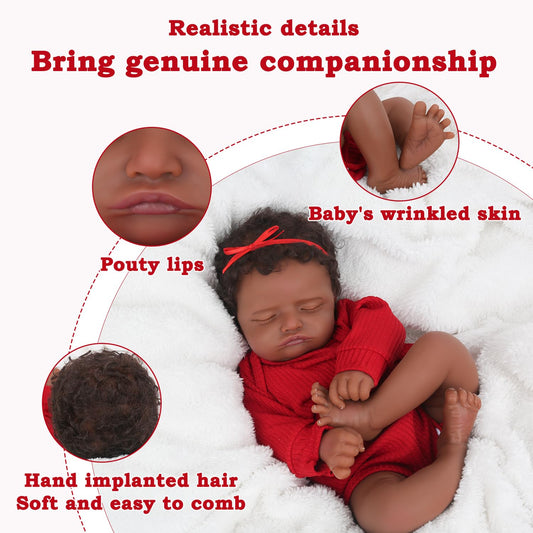 CHAREX Realistic 18-inch reborn doll sleeping newborn pose, ideal for cuddling and comfort.