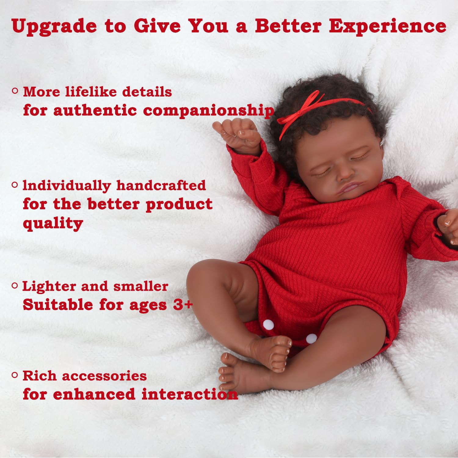 CHAREX Realistic 18-inch reborn doll soft cloth body for safe, gentle handling.