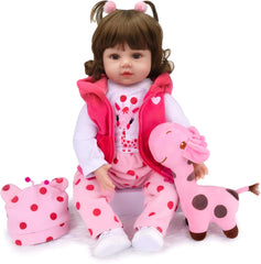 CHAREX Realistic Baby Doll with sparkling eyes and soft curls for lifelike play