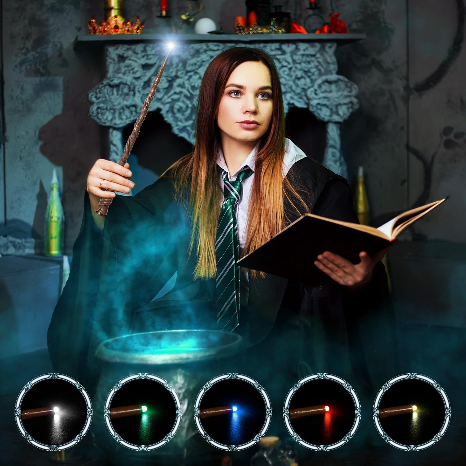 CharmFields Blossom Wand spellbook included for pretend spellcasting.
