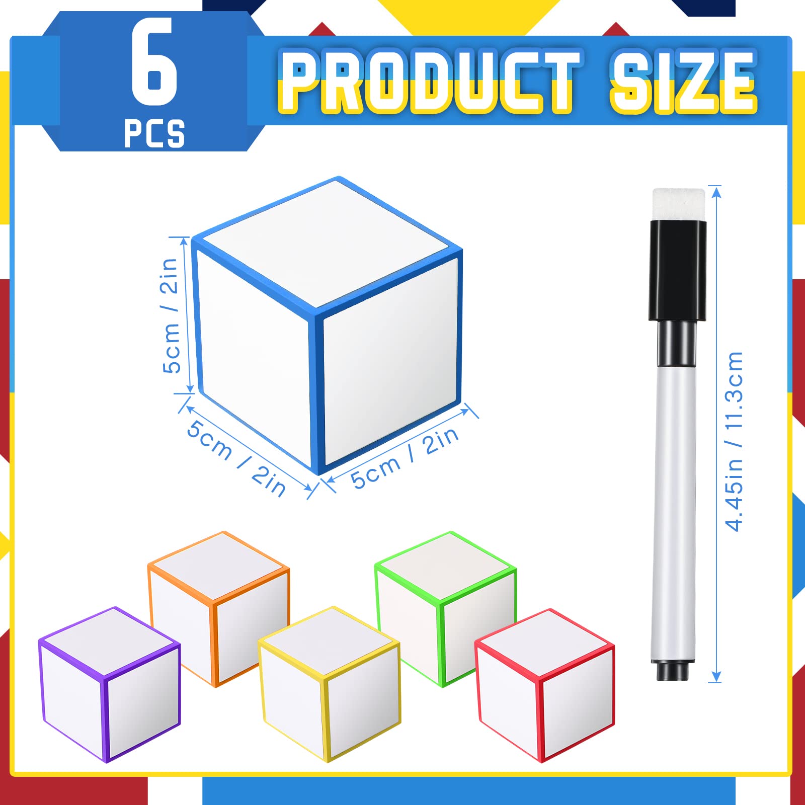 Charniol dry erase dice in blue block for math games and quick tasks