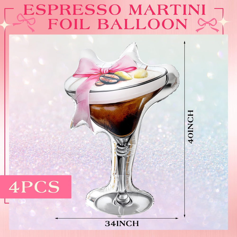 Charnoel espresso martini balloon foil after inflation showcases bold colors for photos.
