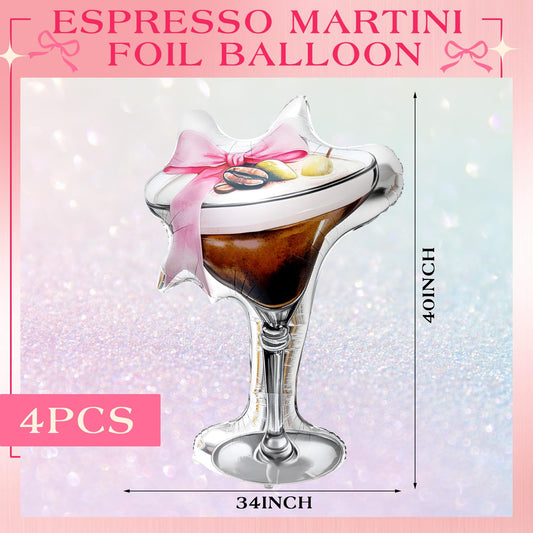 Charnoel espresso martini balloon foil after inflation showcases bold colors for photos.