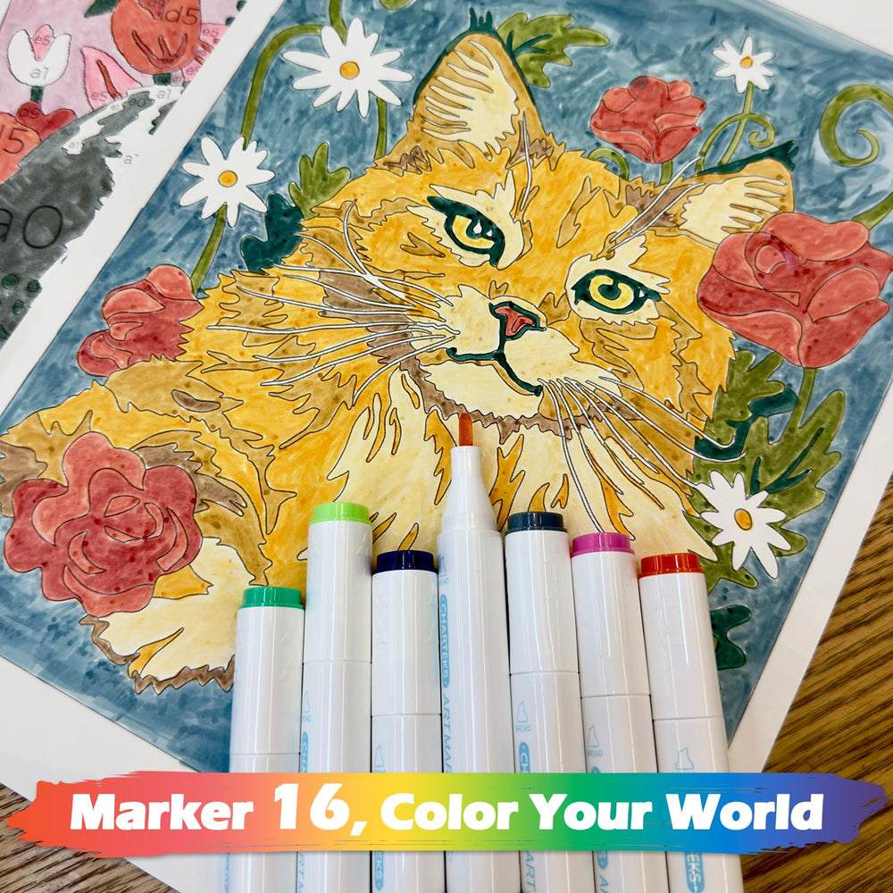 CHARTEKS Digichroma animal coloring pages showing guided progression to finished art.