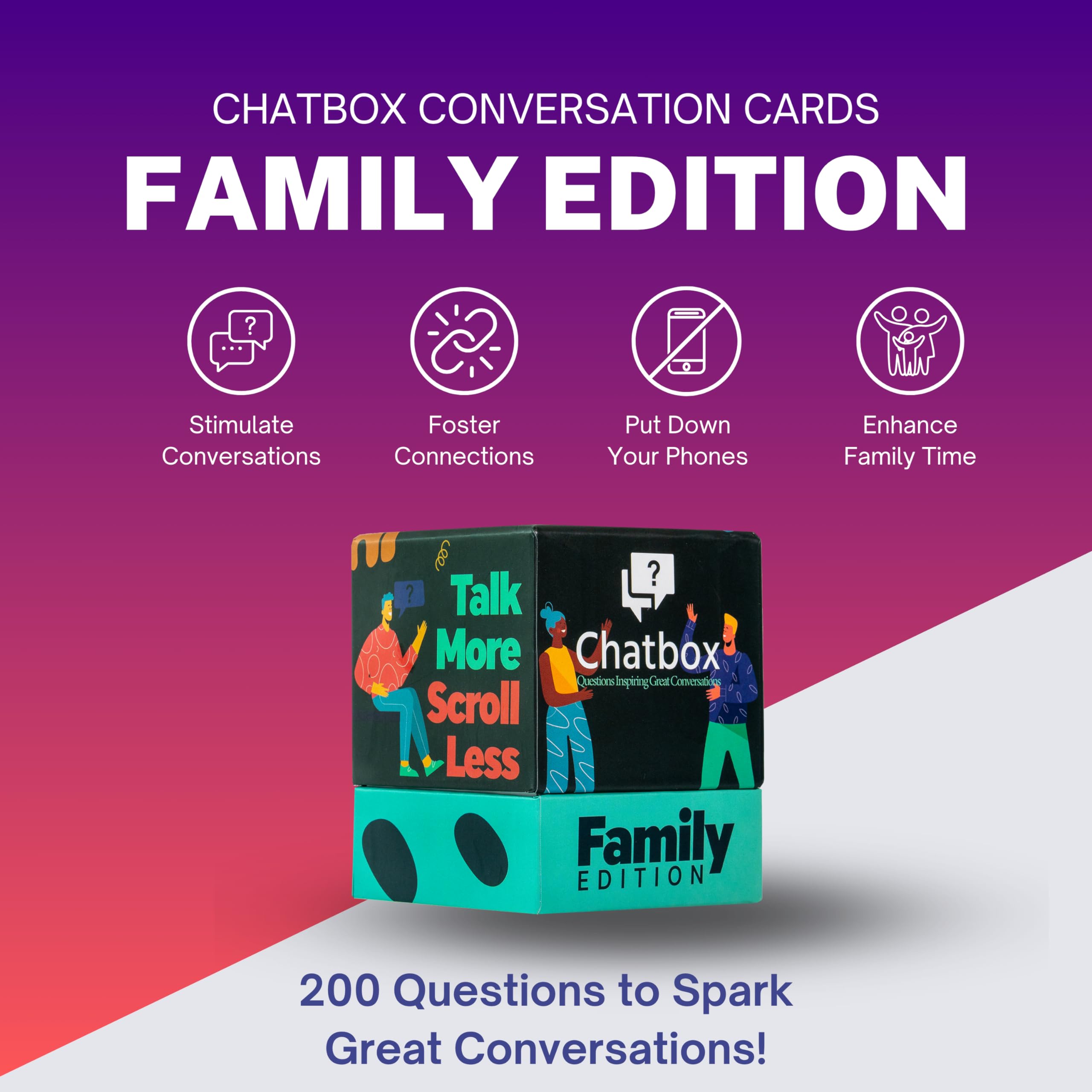 Chatbox 200 cards travel size ideal for road trips and vacations.