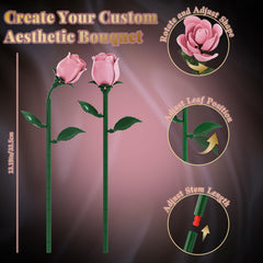 CHBOMTELEY Pink Rose Bouquet Building Set in a vase on table adds vitality