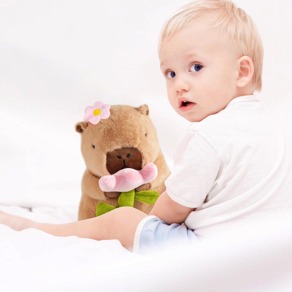 CHDBLOCK Flower Capybara Plush gift-ready packaging for celebrations.