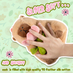 CHDBLOCK Flower Capybara Plush featuring silky fur for soothing hugs.
