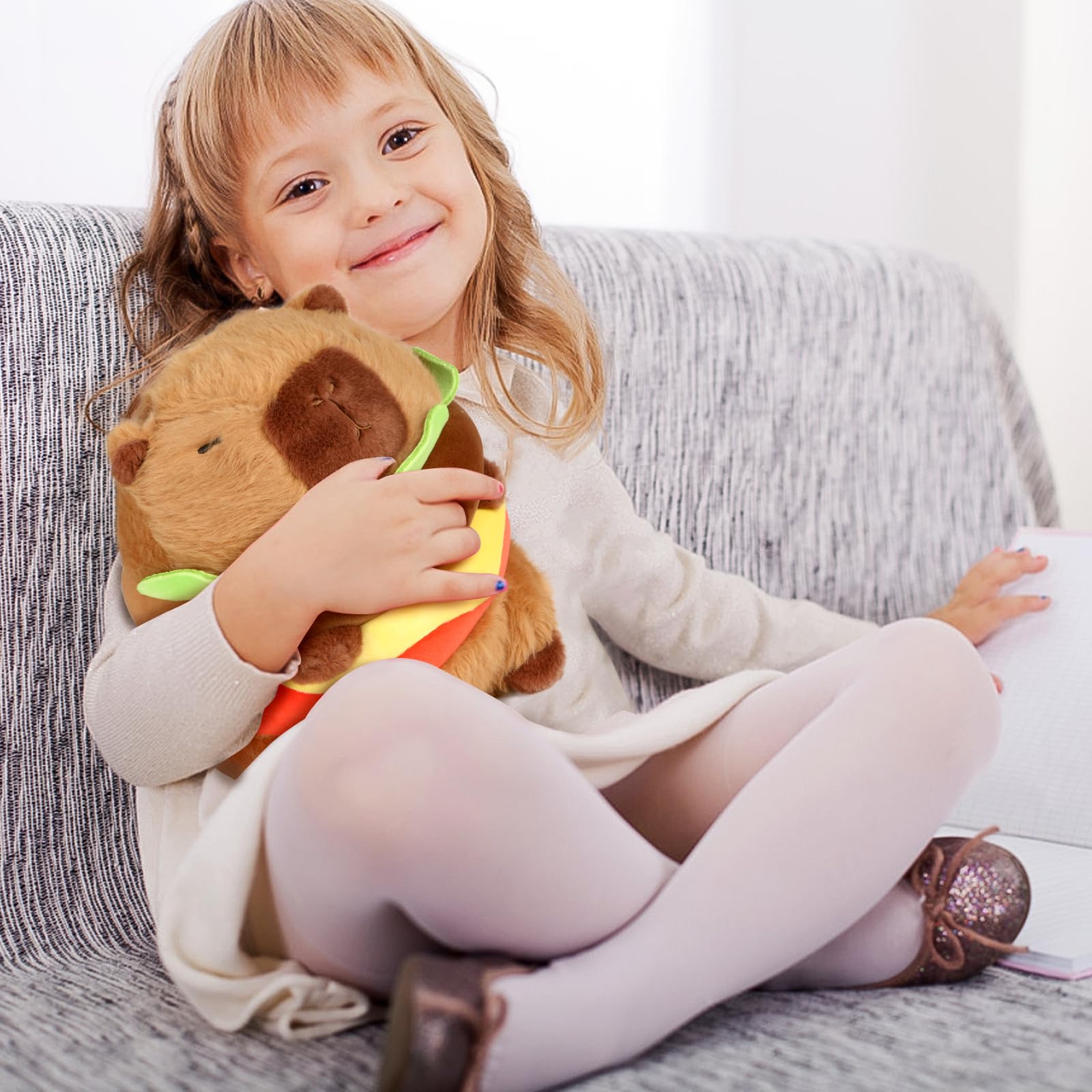 CHDBLOCK Hamburger Capybara Plush gift idea, a cheerful surprise for capybara lovers.
