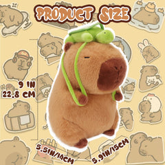 Close-up of the capybara plush face showing a friendly expression.