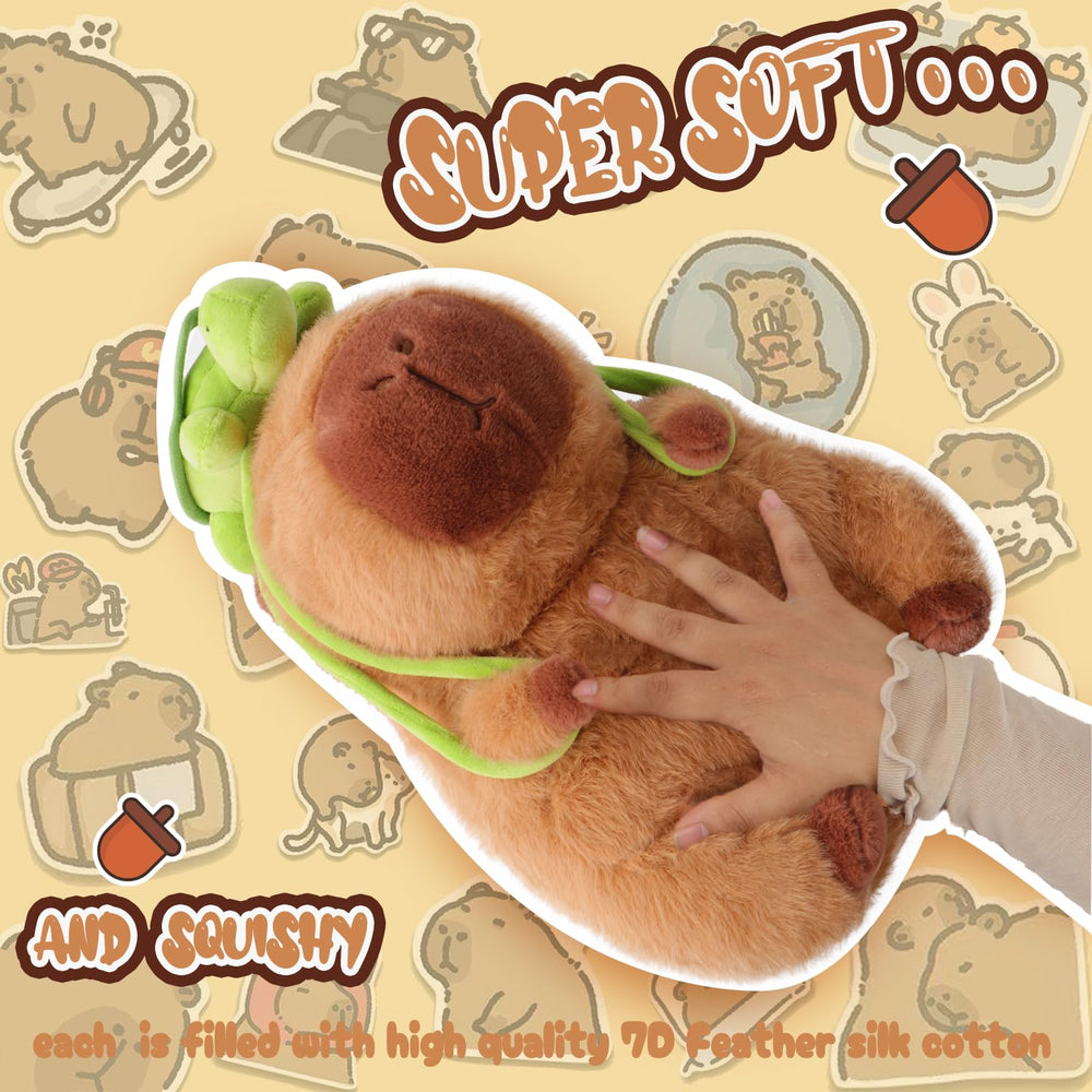 Detail shot of the turtle backpack integrated into the plush.