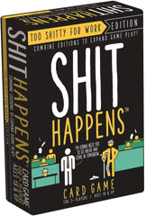 Cheatwell Shit Happens Too Shitty for Work Edition black box cover, ideal for party icebreakers.
