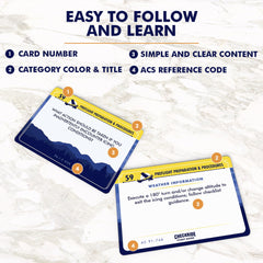 Checkride Study Guide flashcards interior pages—color-coded sections for quick navigation.